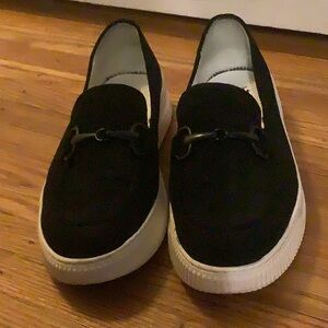 Never worn! Sofft Black Slip-On loafer/sneaker, white rubber cushion sole
